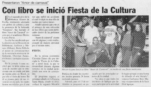 Con libro se inició Fiesta de la Cultura  [artículo]