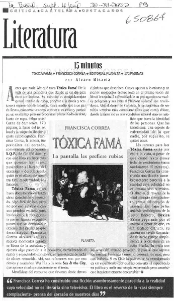 15 minutos  [artículo] Alvaro Bisama