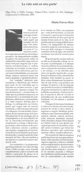 La vida está en otra parte  [artículo] María Nieves Rico