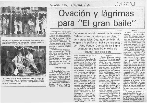 Ovación y lágrimas para "El gran baile"  [artículo]