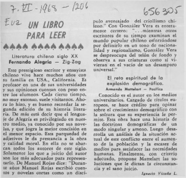 Literatura chilena siglo XX  [artículo] Ignacio Vicuña L.