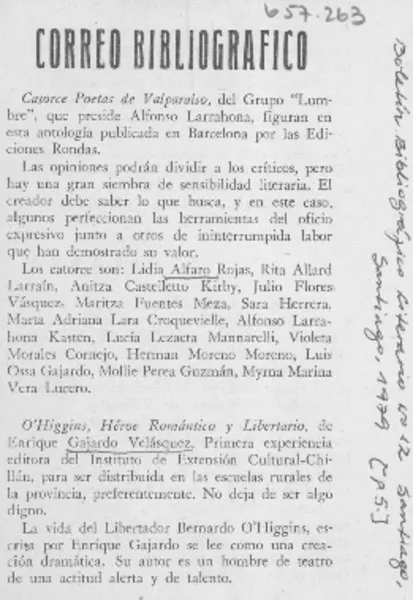Correo Bibliográfico  [artículo]
