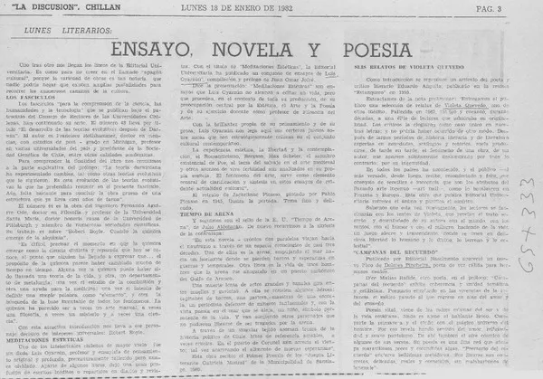 Ensayo, novela y poesía.  [artículo]
