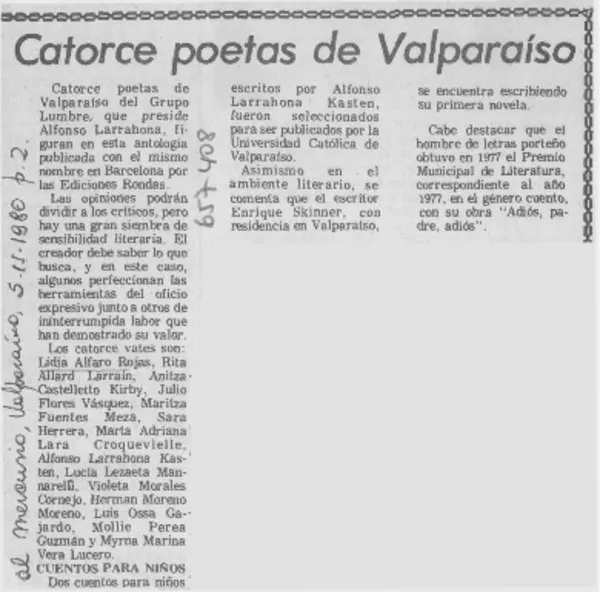 Catorce poetas de Valparaíso  [artículo]