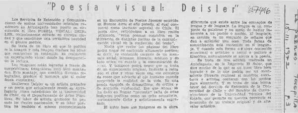 "Poesía visual: Deisler"  [artículo]
