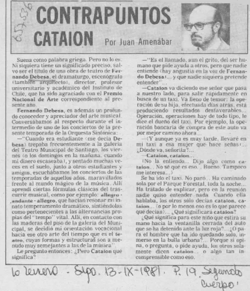 Contrapuntos cataion  [artículo] Juan Amenábar.