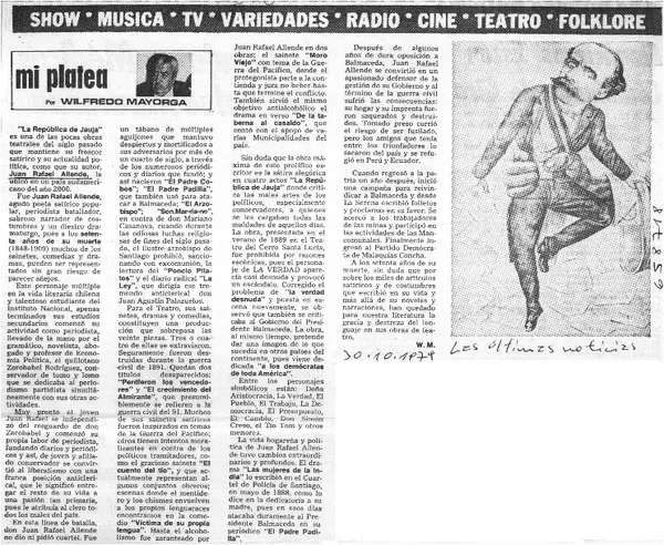 Mi platea  [artículo] Wilfredo Mayorga.