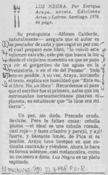 "Luz negra".  [artículo] Cándido.