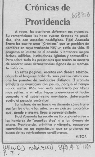 Crónicas de Providencia  [artículo] Aitor.