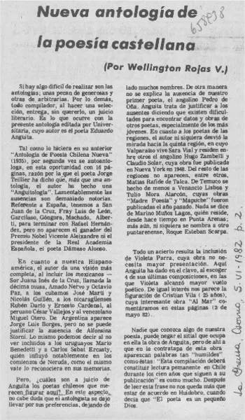 Nueva antología de la poesía castellana  [artículo] Wellington Rojas Valdebenito.