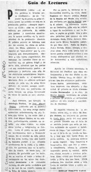 Guía de lectores  [artículo] Hernán Poblete Varas