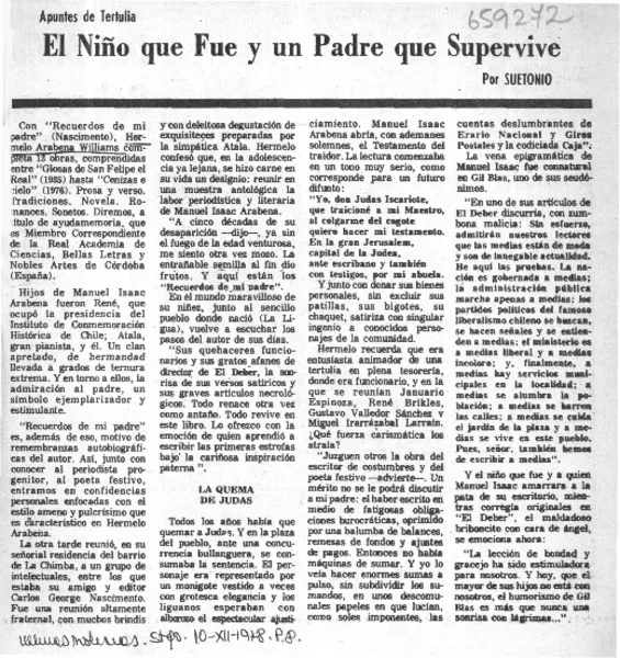 El niño que fue y un padre que supervive  [artículo] Suetonio.