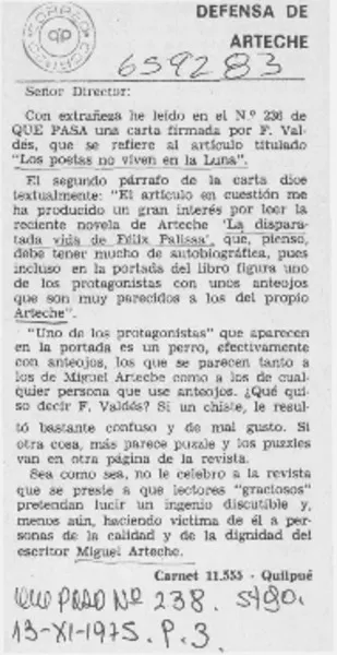 Defensa de Arteche.  [artículo]