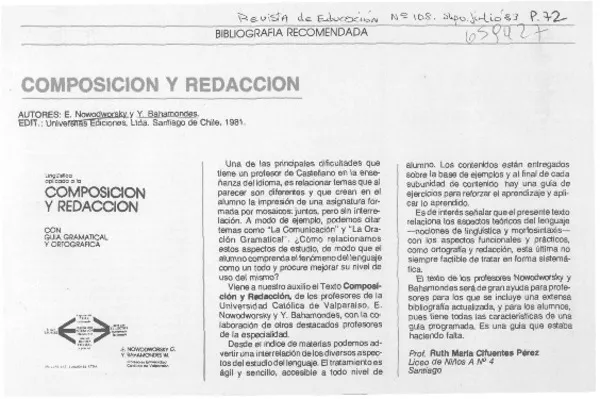 Composición y redacción  [artículo] Ruth María Cifuentes Pérez.