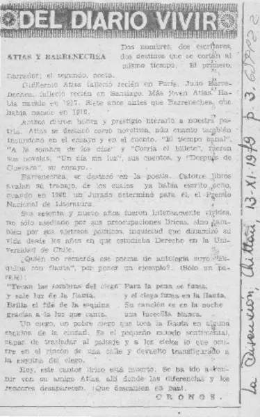 Atías y Barrenechea  [artículo] Cronos.