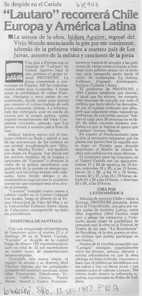 "Lautaro" recorrerá Chile, Europa y América Latina.  [artículo]
