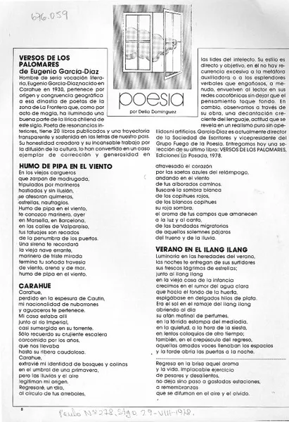 Versos de los palomares  [artículo] Delia Domínguez.