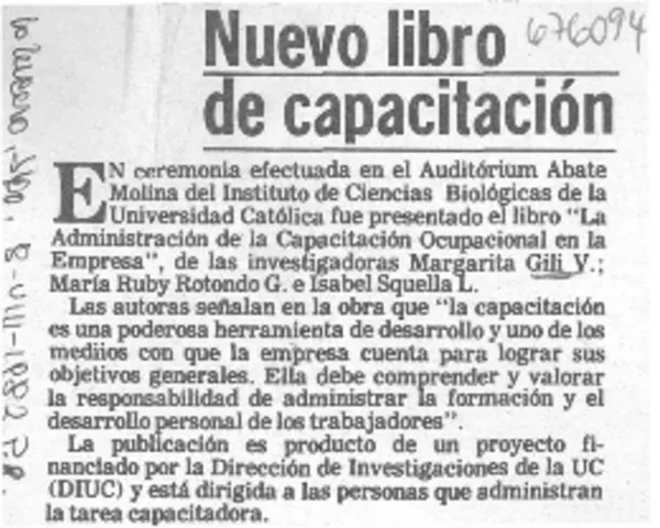 Nuevo libro de capacitación.  [artículo]