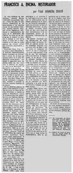 Francisco A. Encina, historiador  [artículo] Fidel Araneda Bravo.