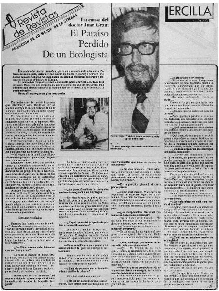 El Paraíso perdido de un ecologísta : [Entrevista] [artículo]