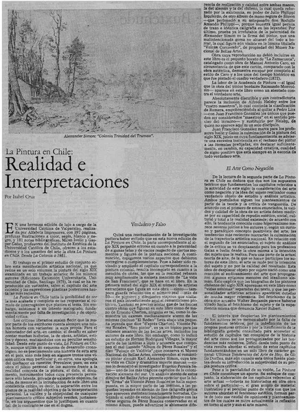 Realidad e interpretaciones  [artículo] Isabel Cruz.