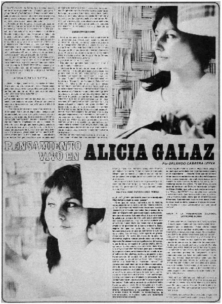 Pensamiento vivo en Alicia Galaz: [entrevista] [artículo] : Orlando Cabrera Leyva.