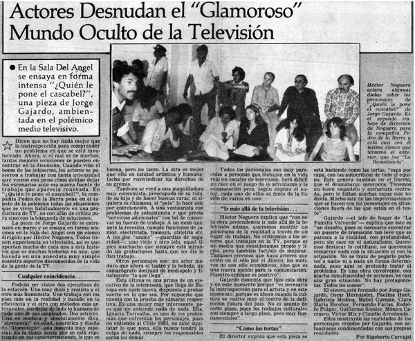 Actores desnudan el "glamoroso" mundo oculto de la televisión  [artículo] Rigoberto Carvajal.