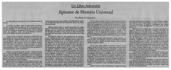 Epítome de historia universal  [artículo] María Carolina Geel.