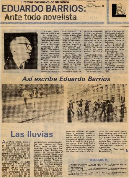 Diego Barrios: ante todo novelista  [artículo] Eliana Vásquez Q.