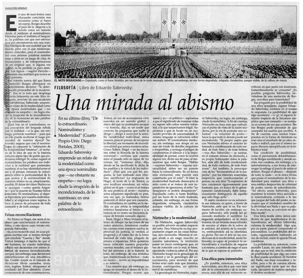 Una mirada al abimismo  [artículo] Carlos Peña González.