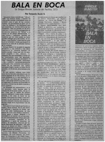 Bala en boca  [artículo] Fernando Durán V.