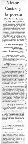 Víctor Castro y la poesía  [artículo] Andrés Sabella.