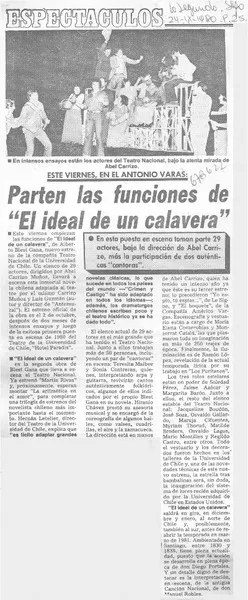 Parten las funciones de "El ideal de un calavera".  [artículo]