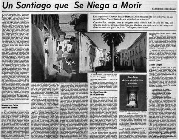 Un Santiago que se niega a morir  [artículo] Enrique Lafourcade.