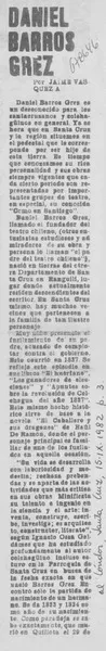 Daniel Barros Grez  [artículo] Jaime Vásquez A.