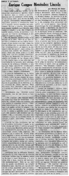 Enrique Campos Menéndez: Lincoln.  [artículo]