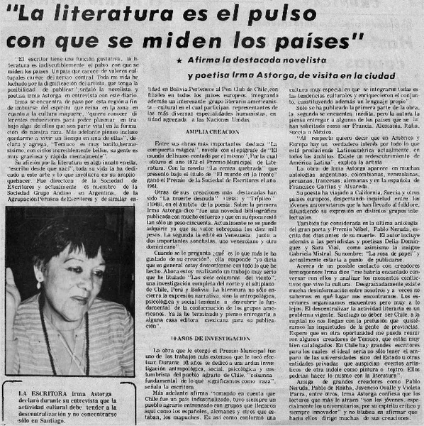 La Literatura es el pulso con que se mide los países".  [artículo]