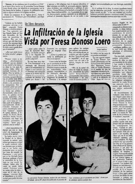 La Infiltración de la iglesia vista por Teresa Donoso Loero  [artículo] Jorge Laplace.