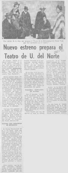 Nuevo estreno prepara el teatro de U. del Norte.  [artículo]