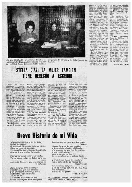 Stella Díaz: la mujer también tiene derecho a escribir : [Entrevista] [artículo] Raúl Mellado.