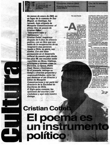 El poema es un instrumento político [entrevista] [artículo] José Osorio.