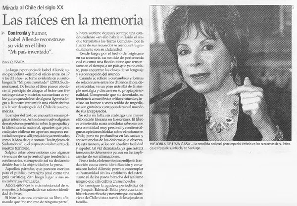 Las raices en la memoria  [artículo] Iván Quezada.