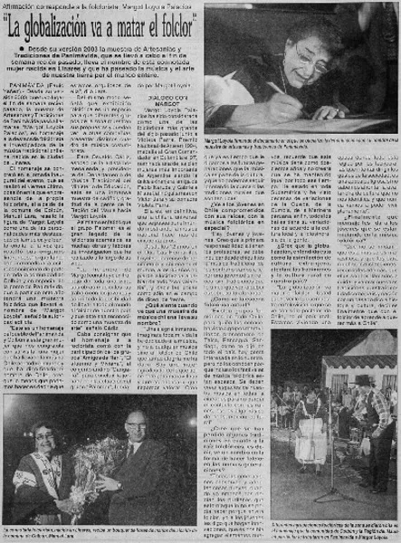 La globalización va a matar el folclor" : [entrevista] [artículo]