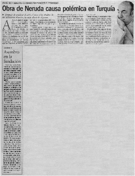 Obra de Neruda causa polémica en Turquía.  [artículo]