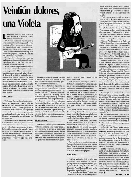 Veintiún dolores, una Violeta  [artículo]
