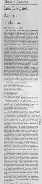 Luis Droguett Alfaro, toda luz  [artículo] Hernán del Solar.
