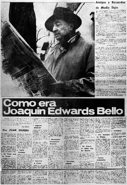 Como era Joaquín Edwards Bello  [artículo] Juan Tejeda.