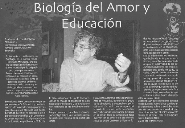 Biología del amor y educación  [artículo] Jorge Mendoza