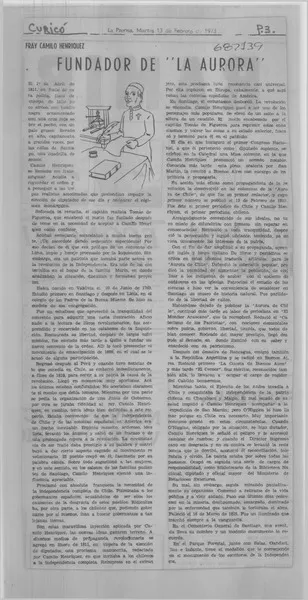 Fundador de "La Aurora".  [artículo]