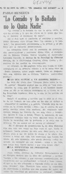 Lo comido y lo bailado no lo quita nadie.  [artículo]